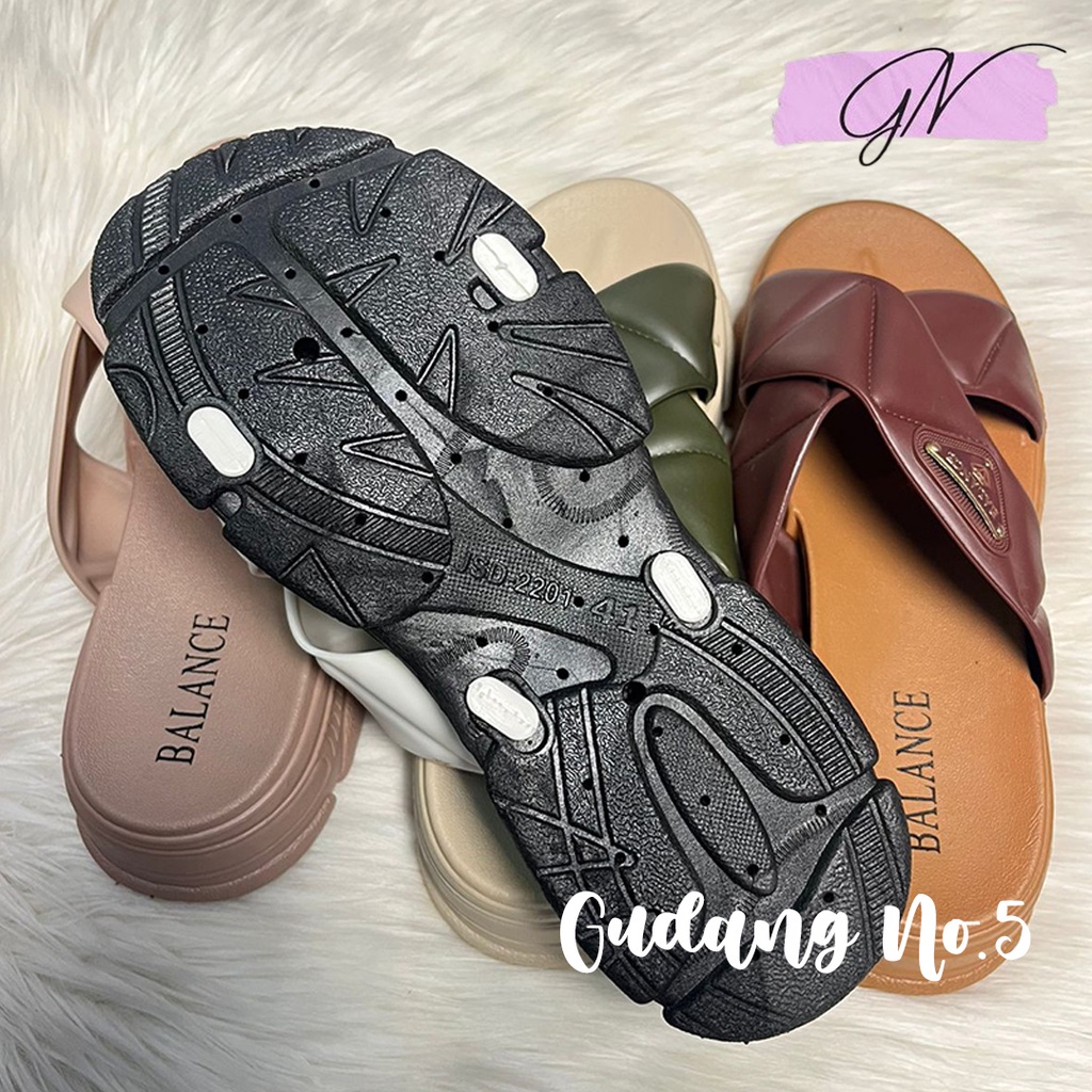 GN-2201-K13 Sandal Selop Jelly Tali Dua Silang Fashion Wanita Import PCU