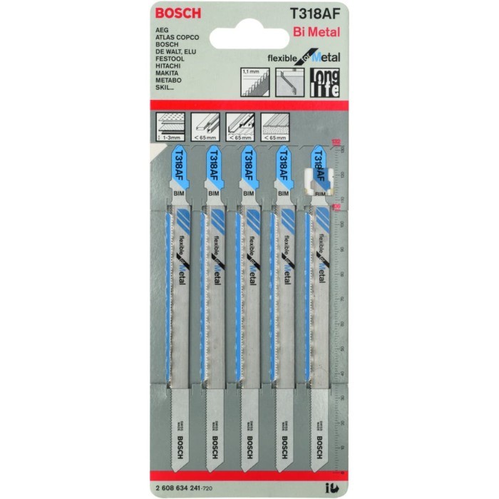 Mata Jigsaw Blade T318Bf Bosch T 318 Bf 5Pcs/Pack - Flexible For Metal
