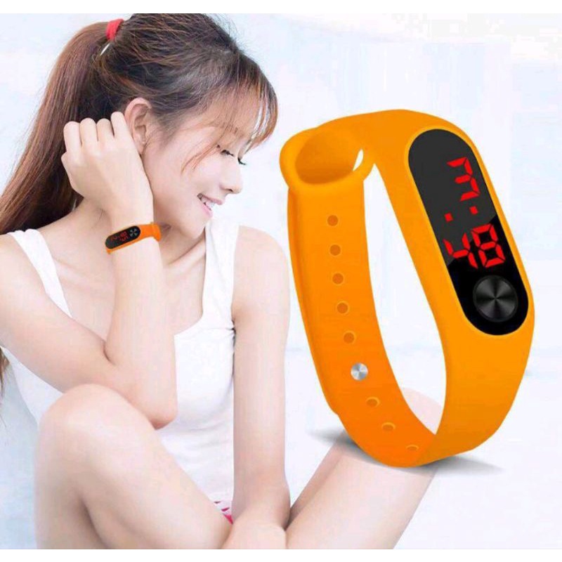 Jam Tangan Digital LED Sport Karet Wanita Dan Pria Murah (009R)