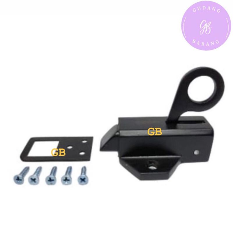 Grendel Kunci Kodok Minimalis Chrome Black - Slot Kunci Jendela