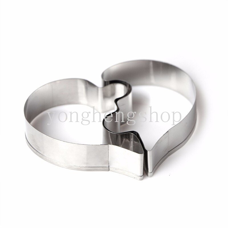 Cinta Bentuk Hati Puzzle Cookie Cutter 3D Stainless Steel Pesta Pernikahan Kue Dekorasi Alat DIY Pastry Biskuit Baking Cetakan