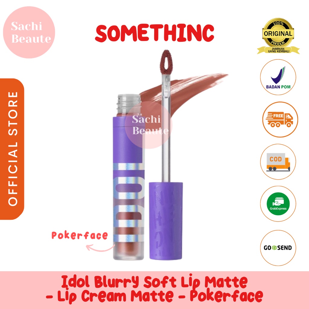 SOMETHINC Idol Blurry Soft Lip Matte - Lip Cream Matte Warna yang Tahan Lama - Pokerface