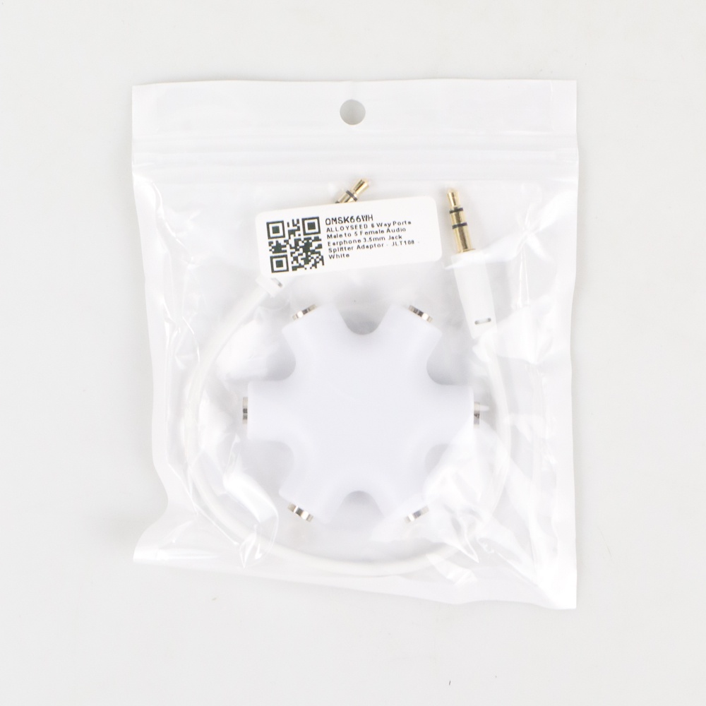 Adaptor Jack 6 Way Ports Male to 5 Female Audio Earphone 3.5mm Jack Splitter Adaptor - JLT108 - White