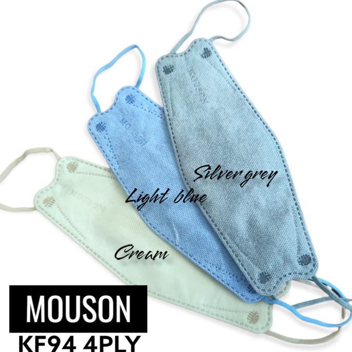 CREAM, LIGHT BLUE, SILVER GREY KF94 MOUSON - MASKER KF94 MOUSON 4PLY t-bellasleepwears Murah