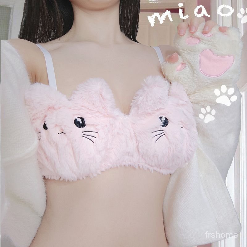 Lucu mewah non-baja cincin pakaian dalam kucing musim gugur dan musim dingin set bra manis ditambah