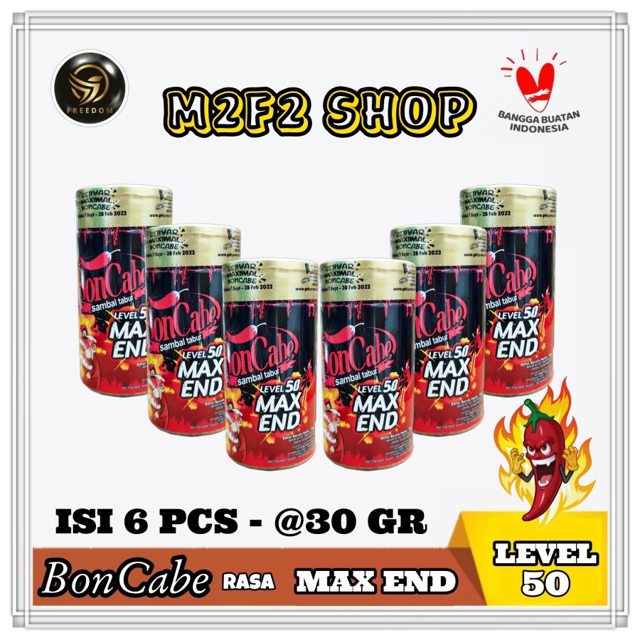

BonCabe Level 50 Max End Sambal Tabur Original Botol - 30 gr (Kemasan 6 Pcs)
