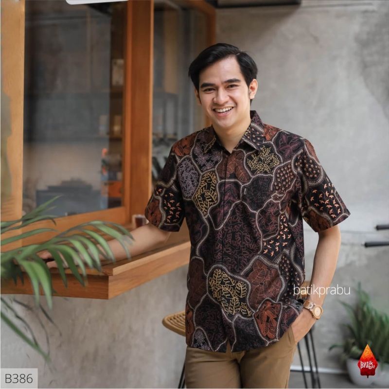 Kemeja Batik Pria Cowo Lengan Panjang Pendek Seragam Hitam BG45