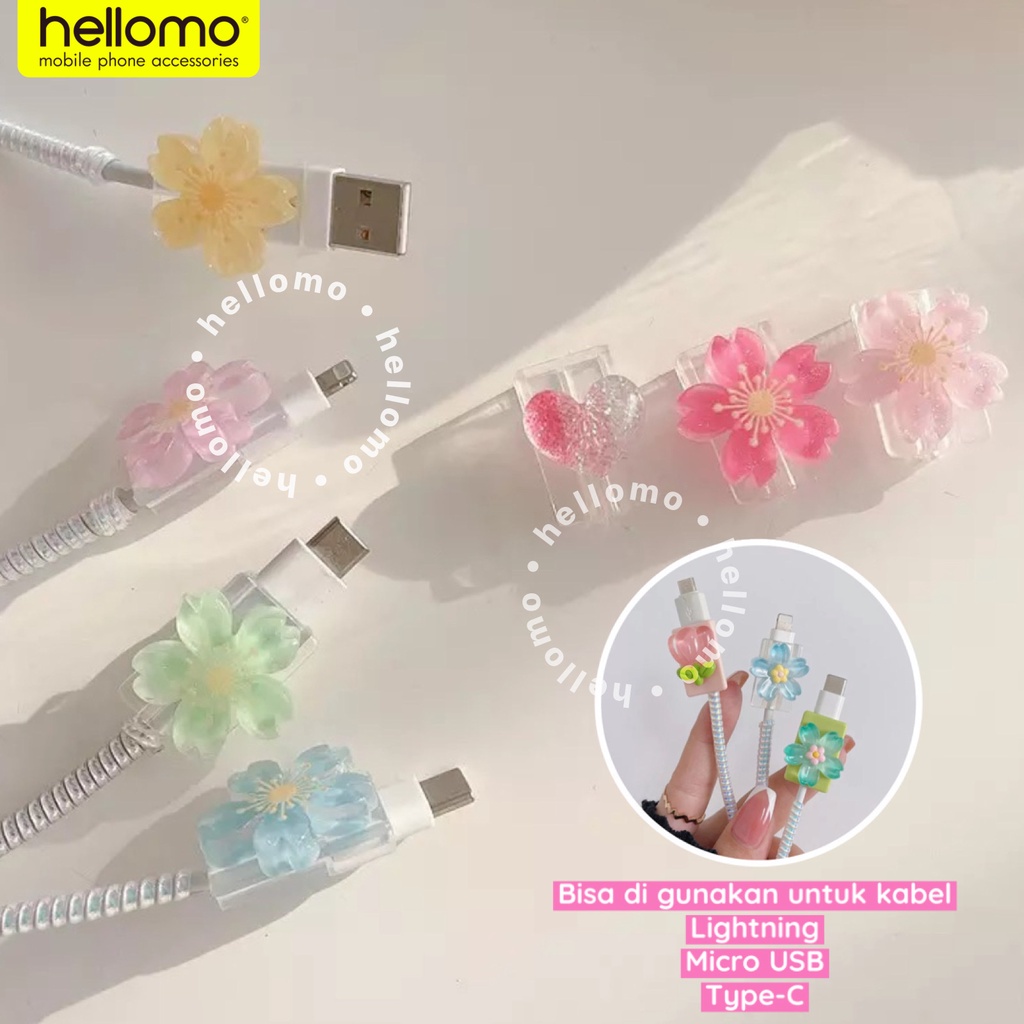 Cable Saver iPhone Android Pelindung Ujung Kabel Charger Hp Flower 3D Cable Protector