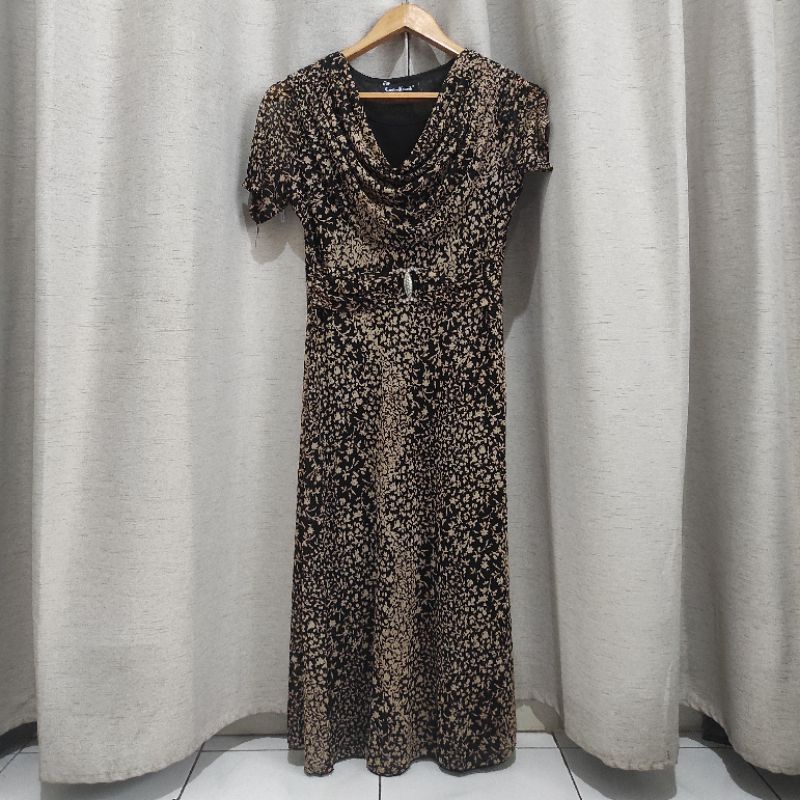 Tunik Gaun Dress Merk Caroline Kosasih Brown