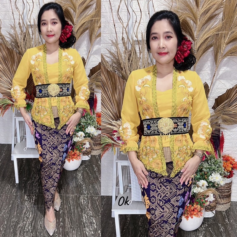 kebaya jadi bordir motif daun waru