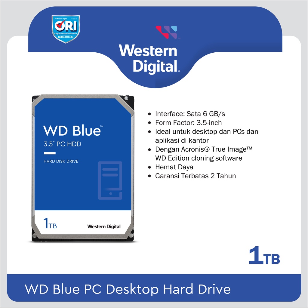 WD Blue 3,5&quot; 1TB SATA3 64MB Cache Internal Hard Disk