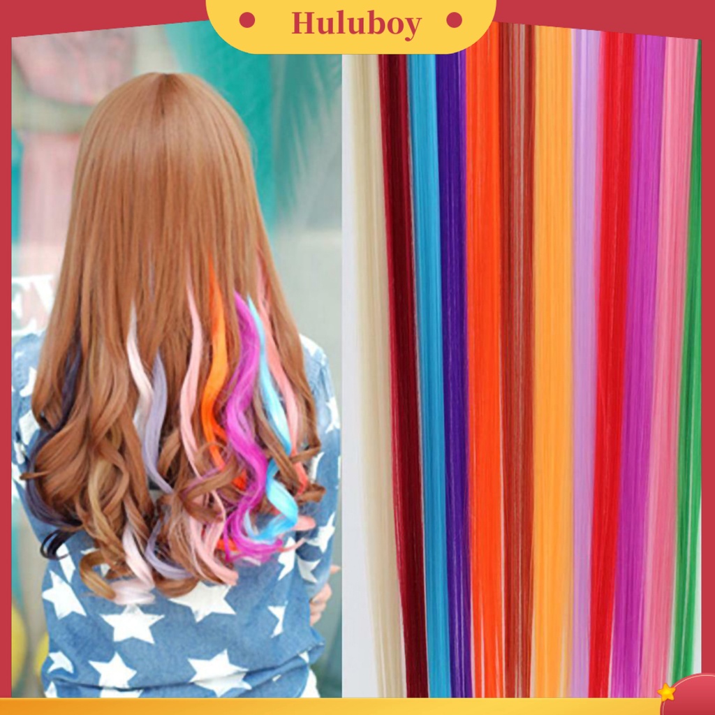 Wig Rambut Extension Model Panjang Tahan Panas Warna-Warni Untuk Wanita
