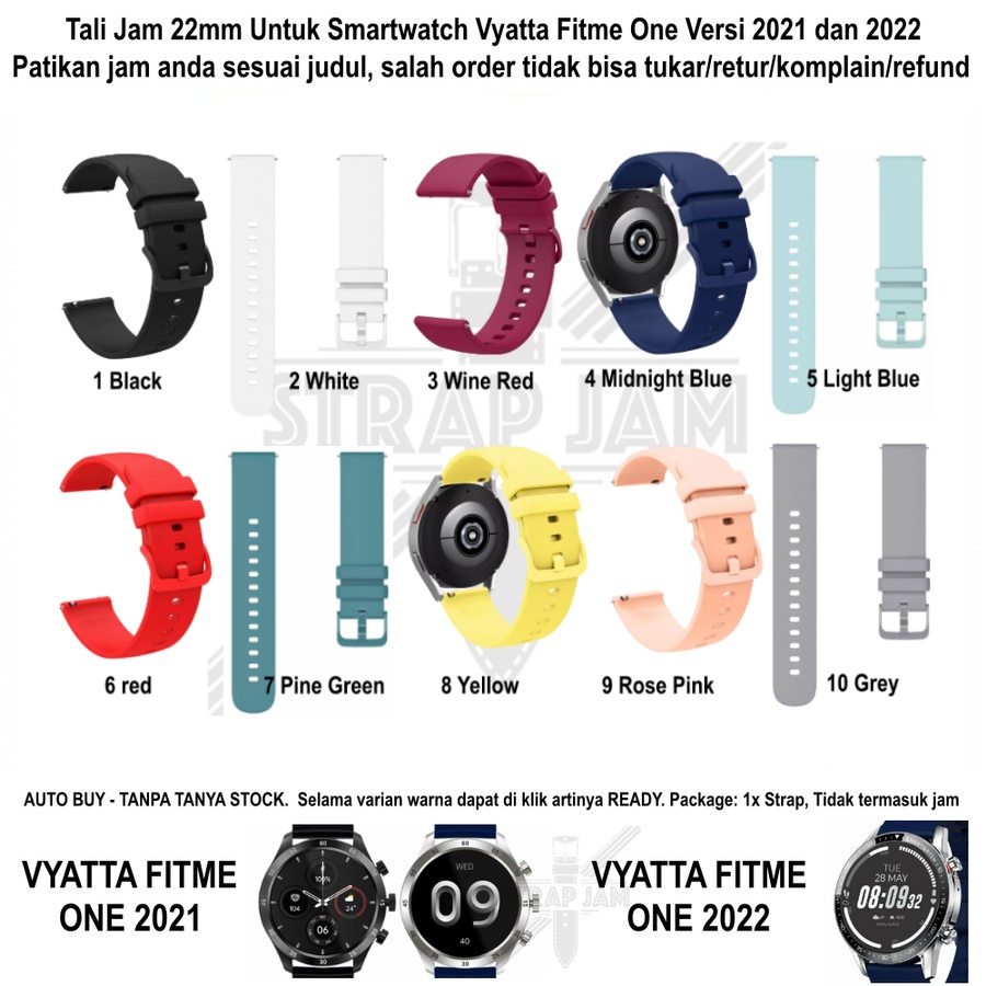 PWK Tali Jam Tangan Vyatta Fitme One Versi 2022 2021 - Strap 22mm Silikon Rubber