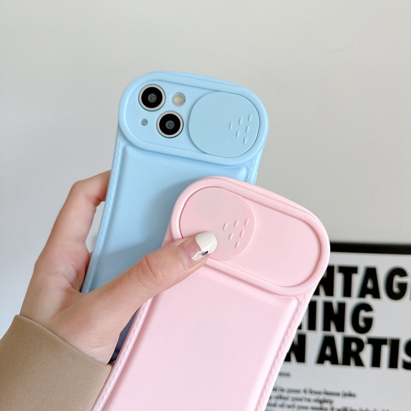 Fashion Candy 4Colors Push The Window Cover Soft Case iP iPhone 11 12 13 14 Pro Max Casing Apple