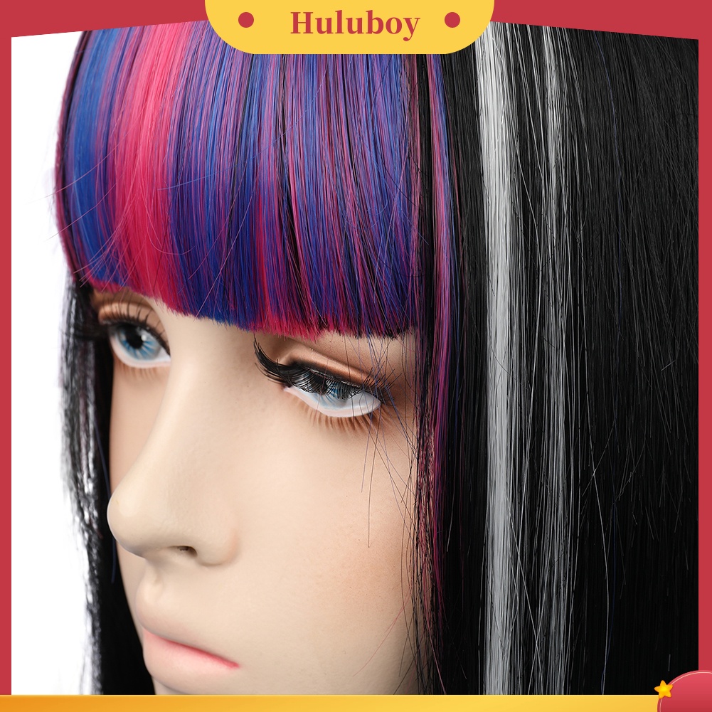 Wig Rambut Panjang Lurus Dengan Poni Warna-Warni Untuk Cosplay Anime