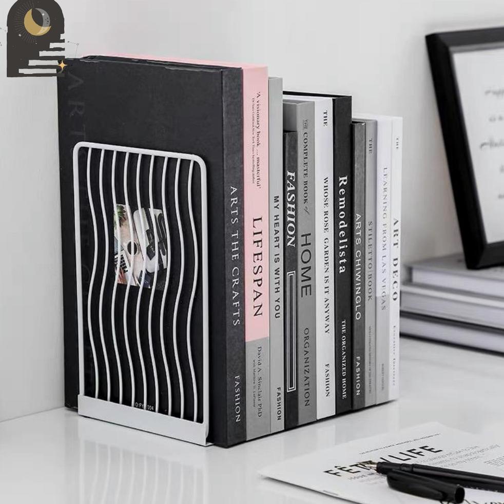 

ㆉ Either.id Book Stand Book End Besi Aesthetic Hitam Book Holder Pembatas Buku ៛