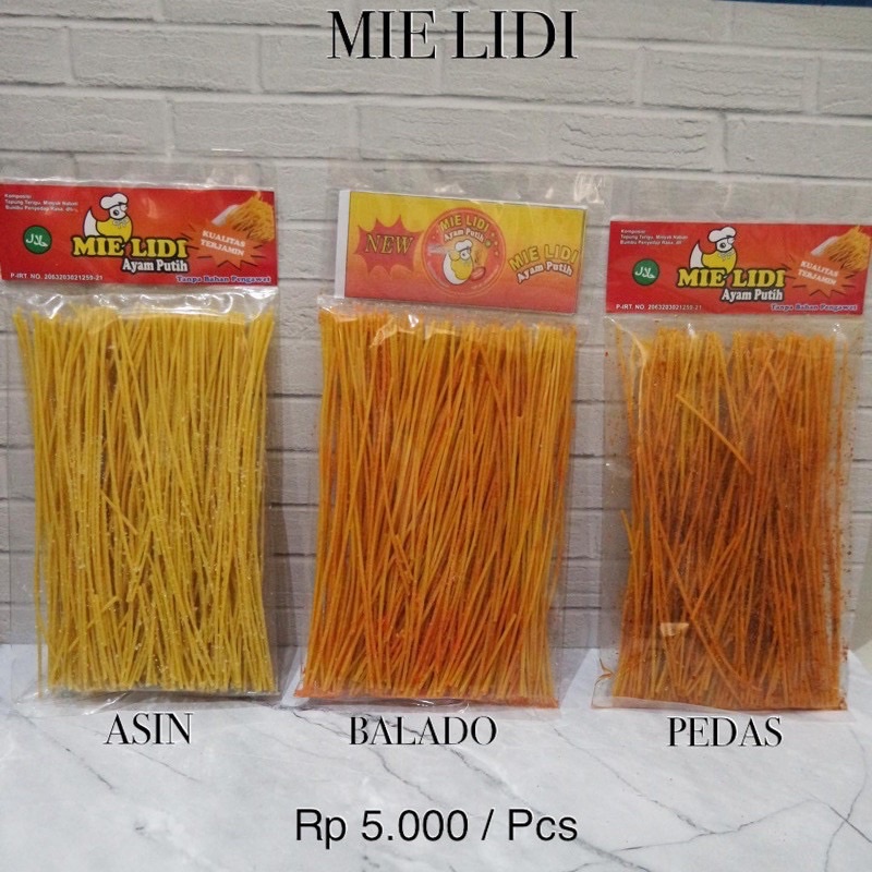 

MIE LIDI CAP AYAM PUTIH 75gr (PEDAS / ASIN / BALADO) LIDI LIDIAN CEMILAN JADUL