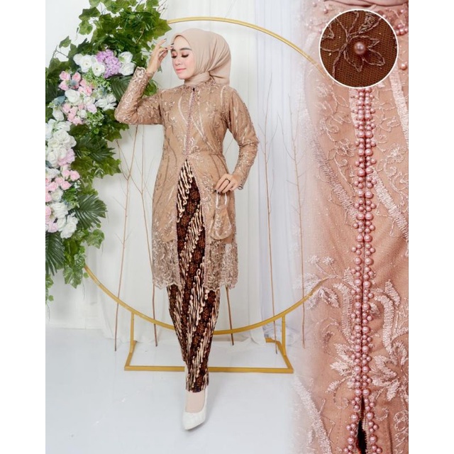BA kebaya modern kebaya tunik tille modern setelan tunik busui payet atasan tunik resleting depan kebaya tunik busui