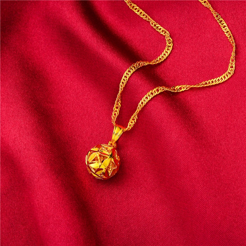 Goldkingdom Fashion Perhiasan Emas Asli Kadar 375 Bangkok Aksesoris Ready Stock Gilt Transfer Beads Liontin Perempuan Multi Sempoa Kacang Kalung Rantai Air