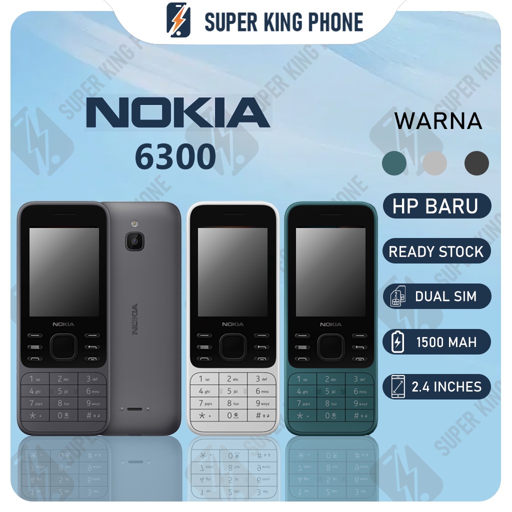 Super King New Nokia 6300 2021 HANDPHONE Nokia Hp murah Mobile Phone Only 2G