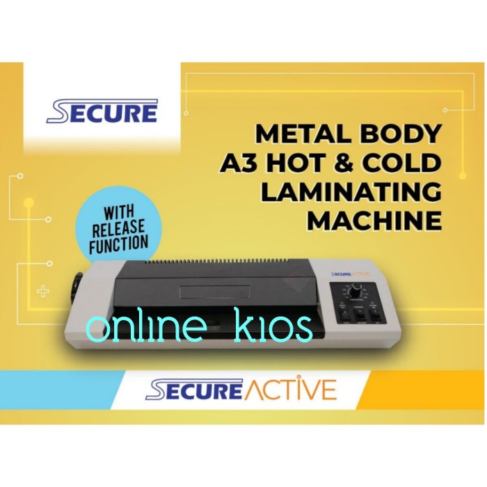 

SECURE ACTIVE SIZE A4 F4 & A3 METAL BODY - MESIN LAMINATING LAMINATOR