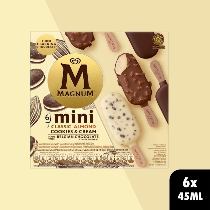 

Wall's Magnum Mini Classic, Almond, Cookies & Cream isi 6pcs