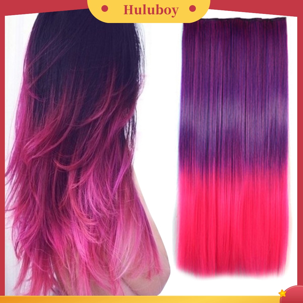 Wig Rambut Extension Model Panjang Lurus Warna Gradasi Tahan Panas Untuk Wanita