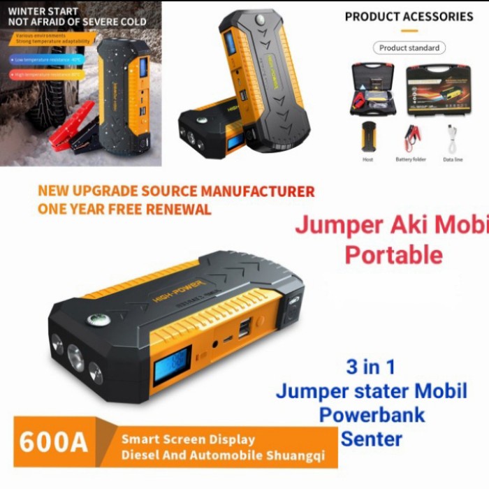 jumper aki mobil portable jump starter 600A powerbank jump aki mobil