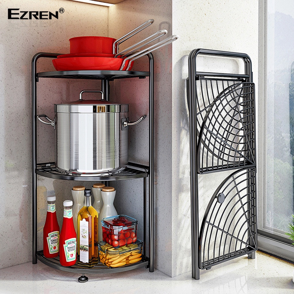 Ezren EZ-0169 Rak Kamar Mandi Rak Sudut 3 Susun Dapur Caoting Iron