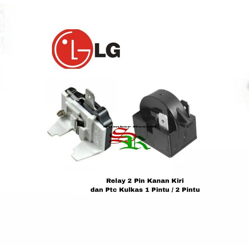 Relay pin 2 kanan kiri + ptc overload kulkas LG 1 pintu / 2 pintu