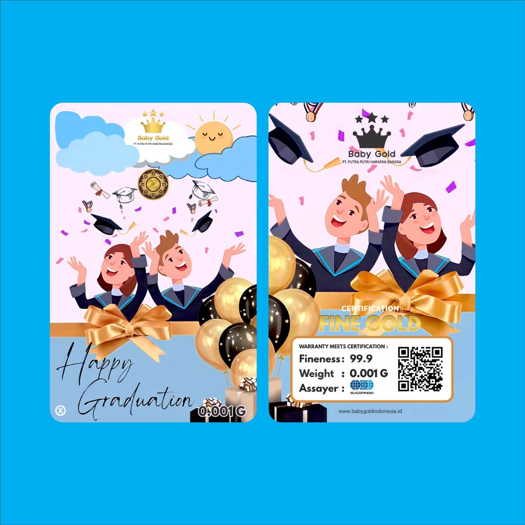 BABY GOLD edisi GRADUATION'S DAN HUT RI 0.001 Gram Logam Mulia Emas Mini 24 karat