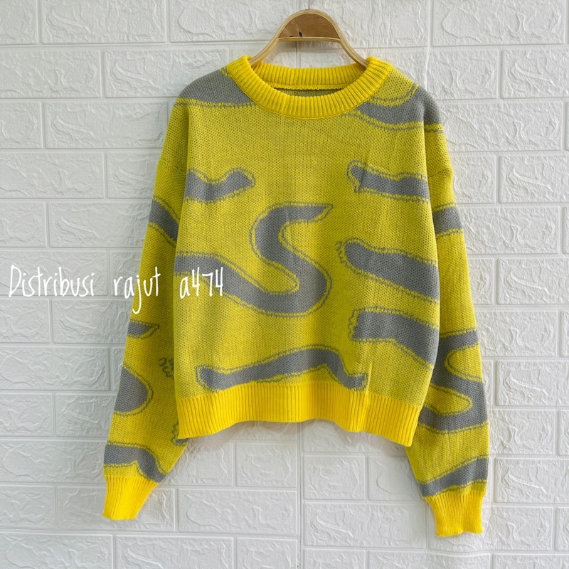 AURORA SWEATER RAJUT IMPORT MOTIF S KOREA LENGAN PANJANG WANITA