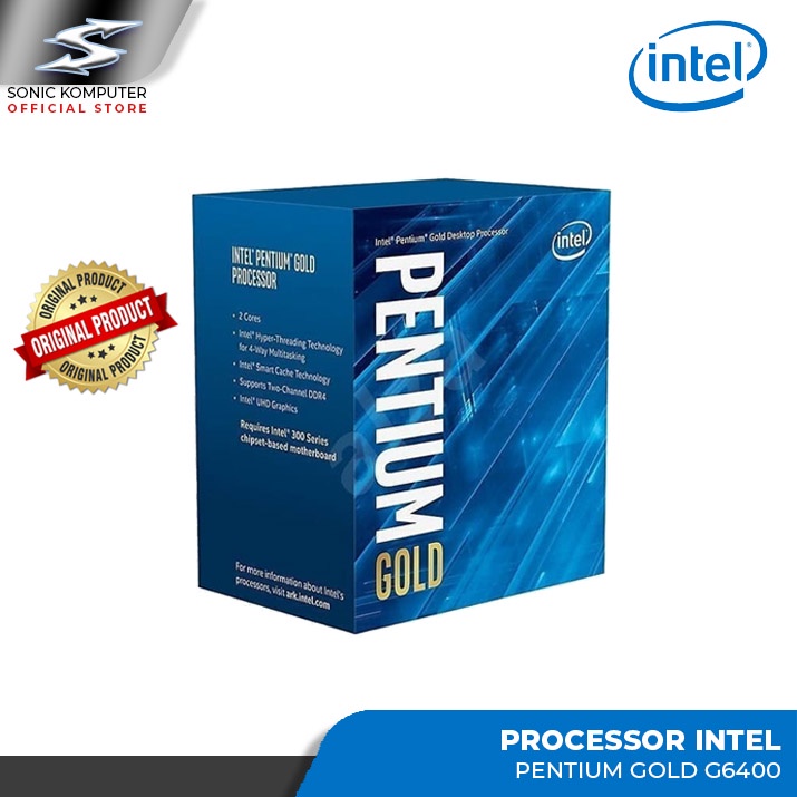 Processor Intel Pentium Gold G6400 LGA1200 Prosesor Dual Core G 6400 4M Cache 4.00 GHz