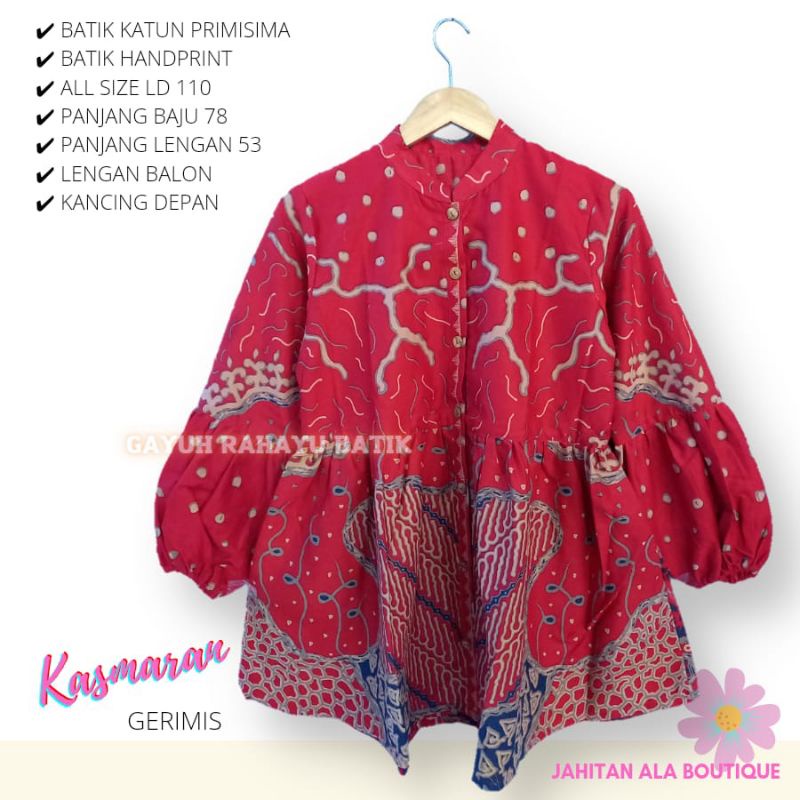 Blus kasmaran gerimis  batik solo atasan kerja