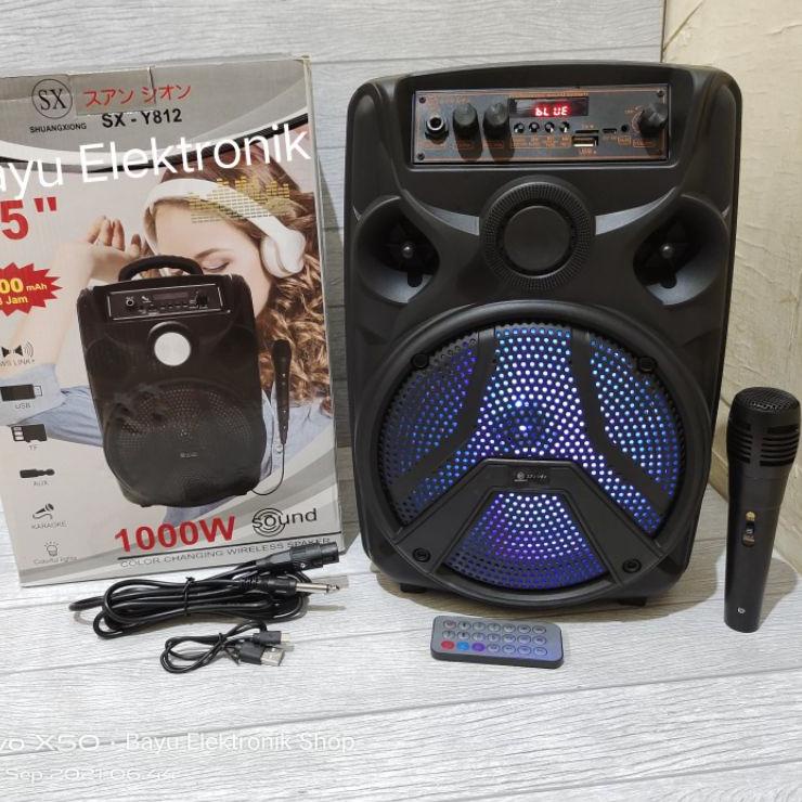 Viral Speaker Bluetooth Bass SX-Y812 8,5 Inchi 1000W Bonus Mic Dan Remot Super Bass Salon Bluetooth 
