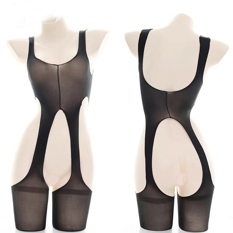 Lingerie Sexy hot Open Crotch Leher V Transparan Jumpsuit Stocking  A217