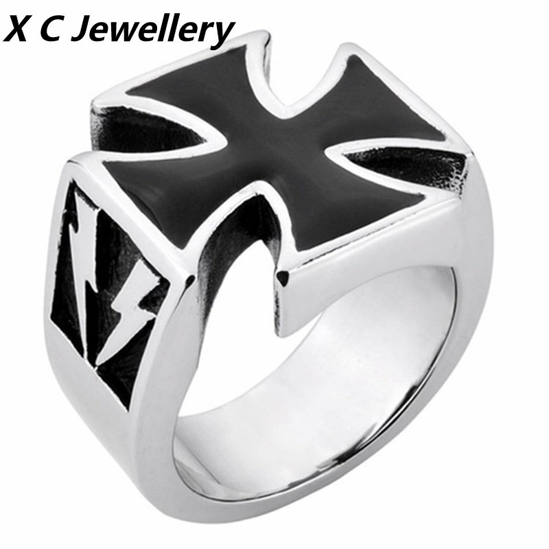 [X C Perhiasan] Hip Hop Rock Retro Pria Fashion Cross Cincin Aksesoris Perhiasan Pesta