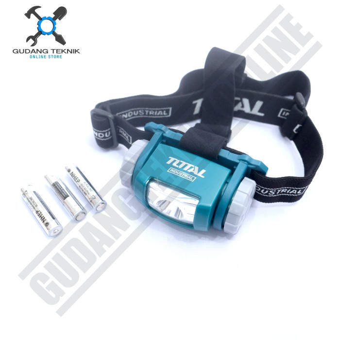 Headlamp Senter Led Rechargeable Tahan Air 3xAAA THL013AAA2 TOTAL / Flashlight Lampu Senter Kepala Tahan Air 150 Lumens BATERAI AAA THL 013AAA2 TOTAL