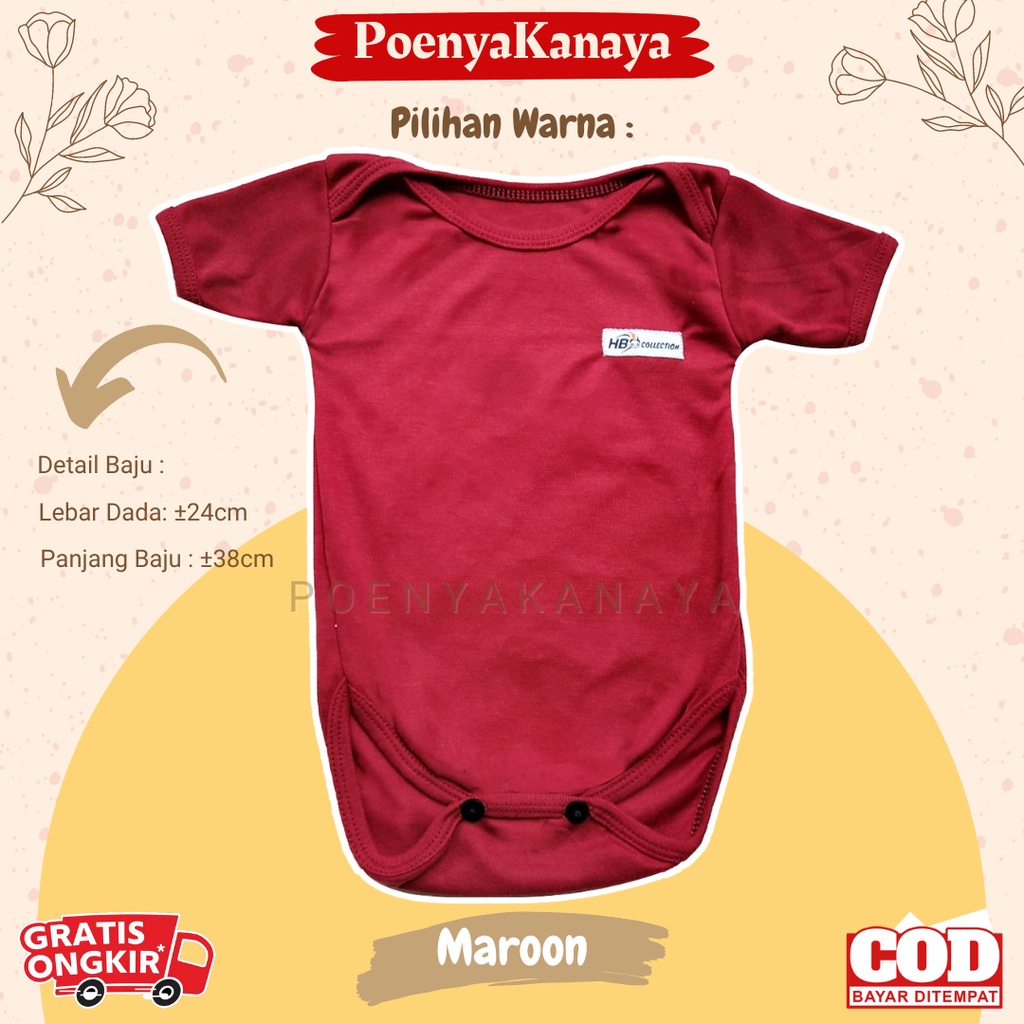 3pc/1pc Jumper Pendek Bayi SERI MAROON HBc 0-6 Bulan KD04