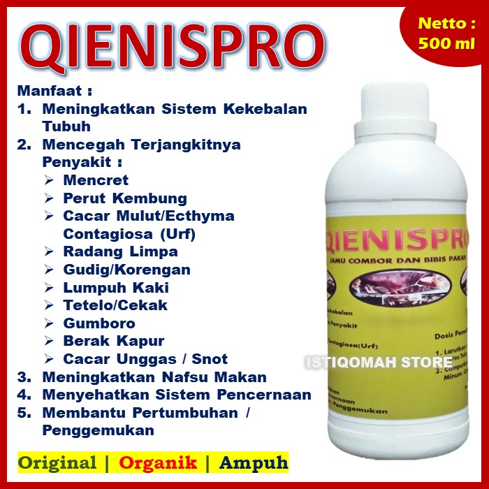 Obat Nafsu Makan Hewan Sapi QIENISPRO 500ML Obat Penambah Nafsu Makan Penambah Berat Badan Penggemuk Hewan Sapi - Obat Penafsu Makan dan Minum Sapi - Obat Nafsu Makan dan Penggemuk Badan Sapi Unggul