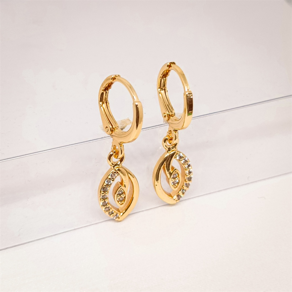 Anting xuping anting dewasa jalar daun permata perhiasan lapis emas 24K gold Perhiasan Korea earrings Ear Studs