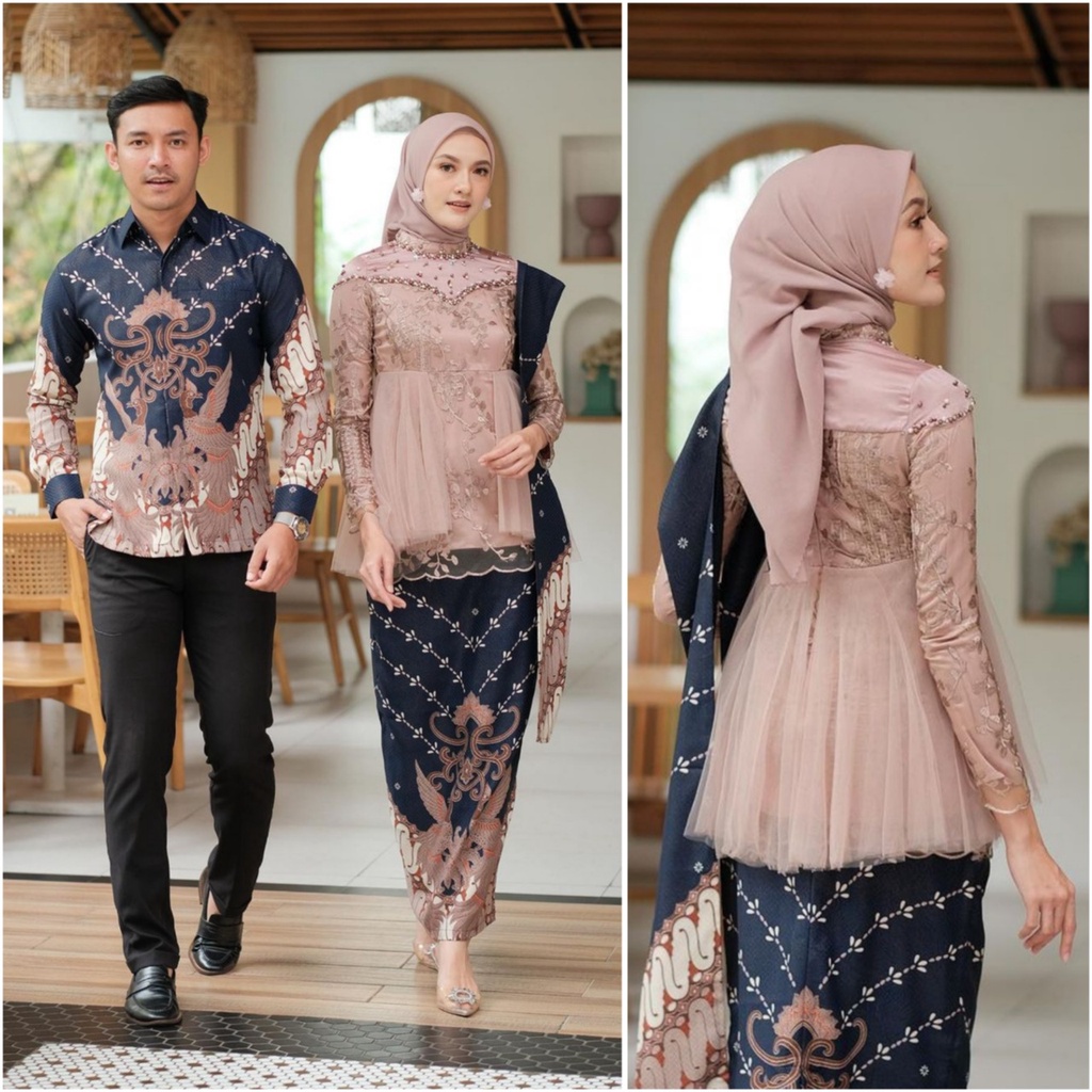 Kebaya modern wisuda couple batik brukat remaja terbaru mewah satu set pasangan keluarga baju pesta tunangan lamaran kondangan wanita muslim kekinian model ameera