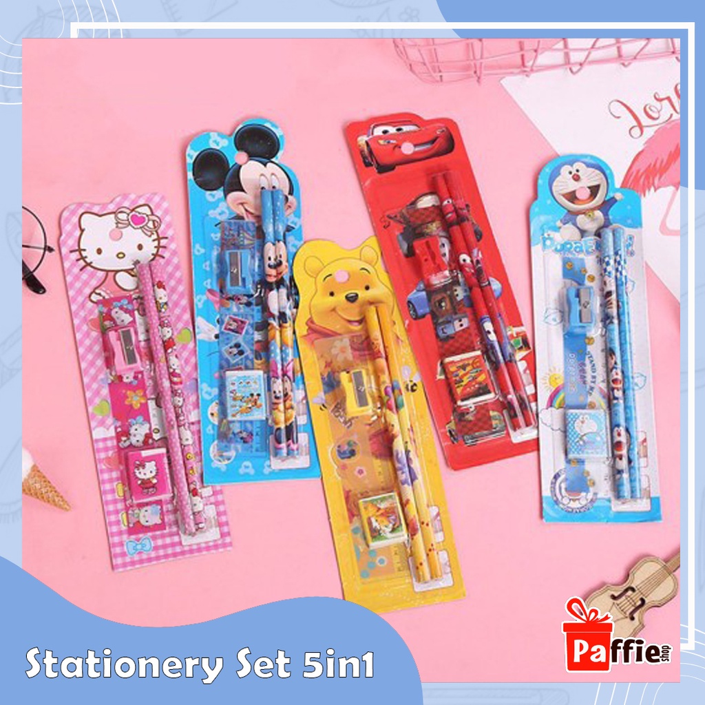 

Stationery set 5in1 Paket Alat Tulis Anak Sekolah 5 Pensil Penghapus A