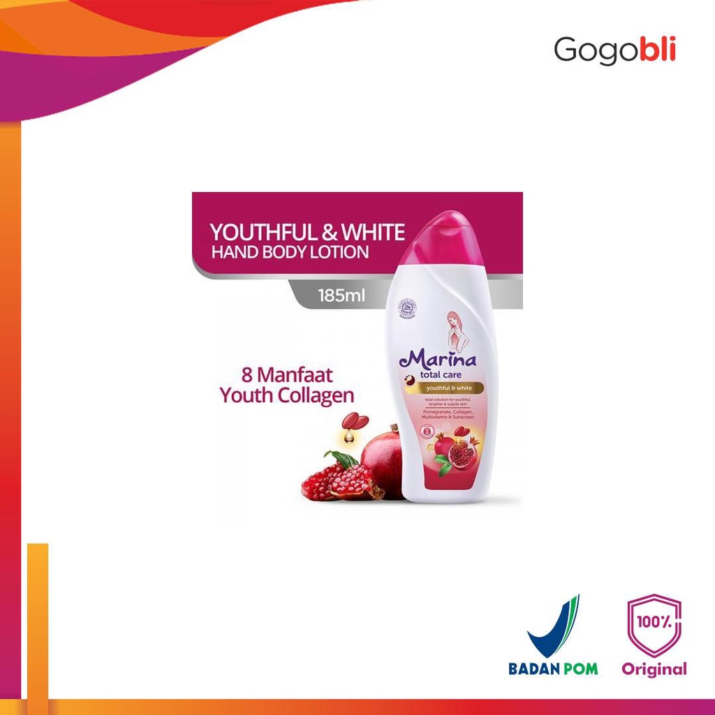 Marina Total Care Handbody Lotion Youthful and White 185ml (ED: Jul 23) FLASH 5AL3