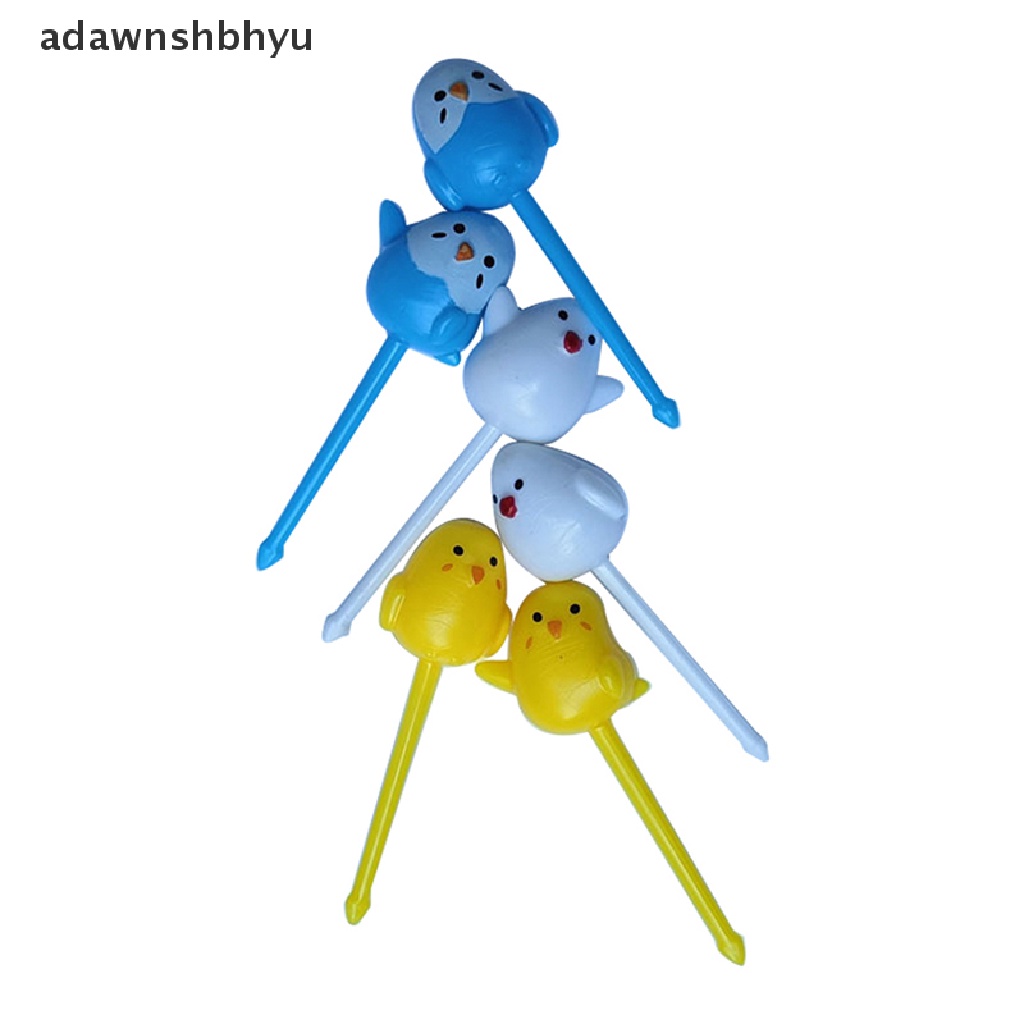 Adawnshbhyu 6pcs /set Lucu Kartun Chick Garpu Buah Anak Snack Dessert Picks Tookpick ID