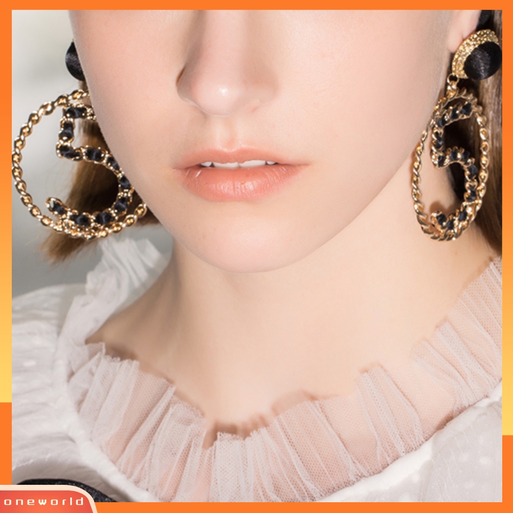 [WONE] Fashion Wanita Nomor5 Pita Mutiara Imitasi Lingkaran Besar Statement Stud Earrings