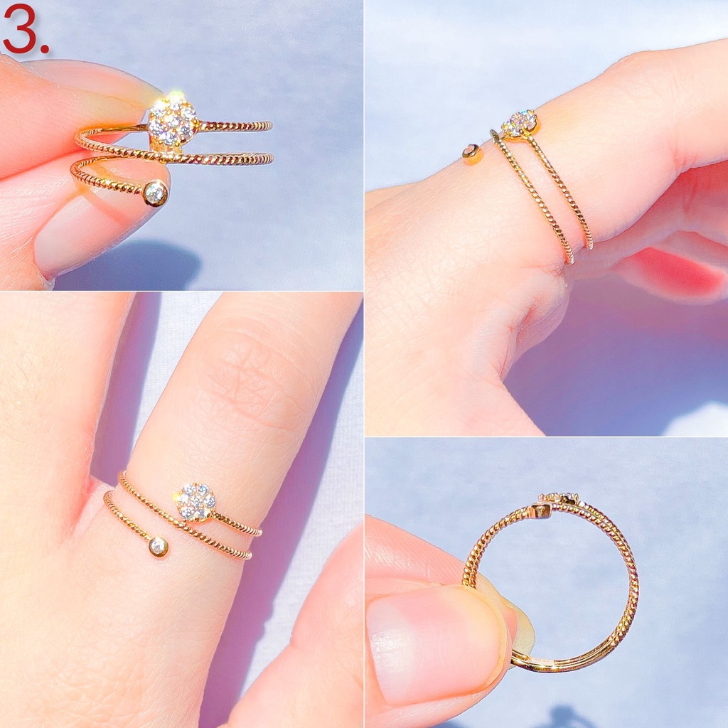 Cincin aesthetic anak dan dewasa emas asli kadar 700 70 16k mariposa love selisih 3 baris lilit bunga putar permata kupu kupu2