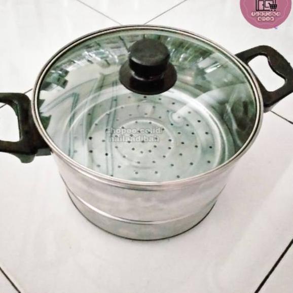SPECIAL PRICE Panci dandang kukus steamer uk 24 26 stenlis tutup kaca kue bolu brownies bronis  853