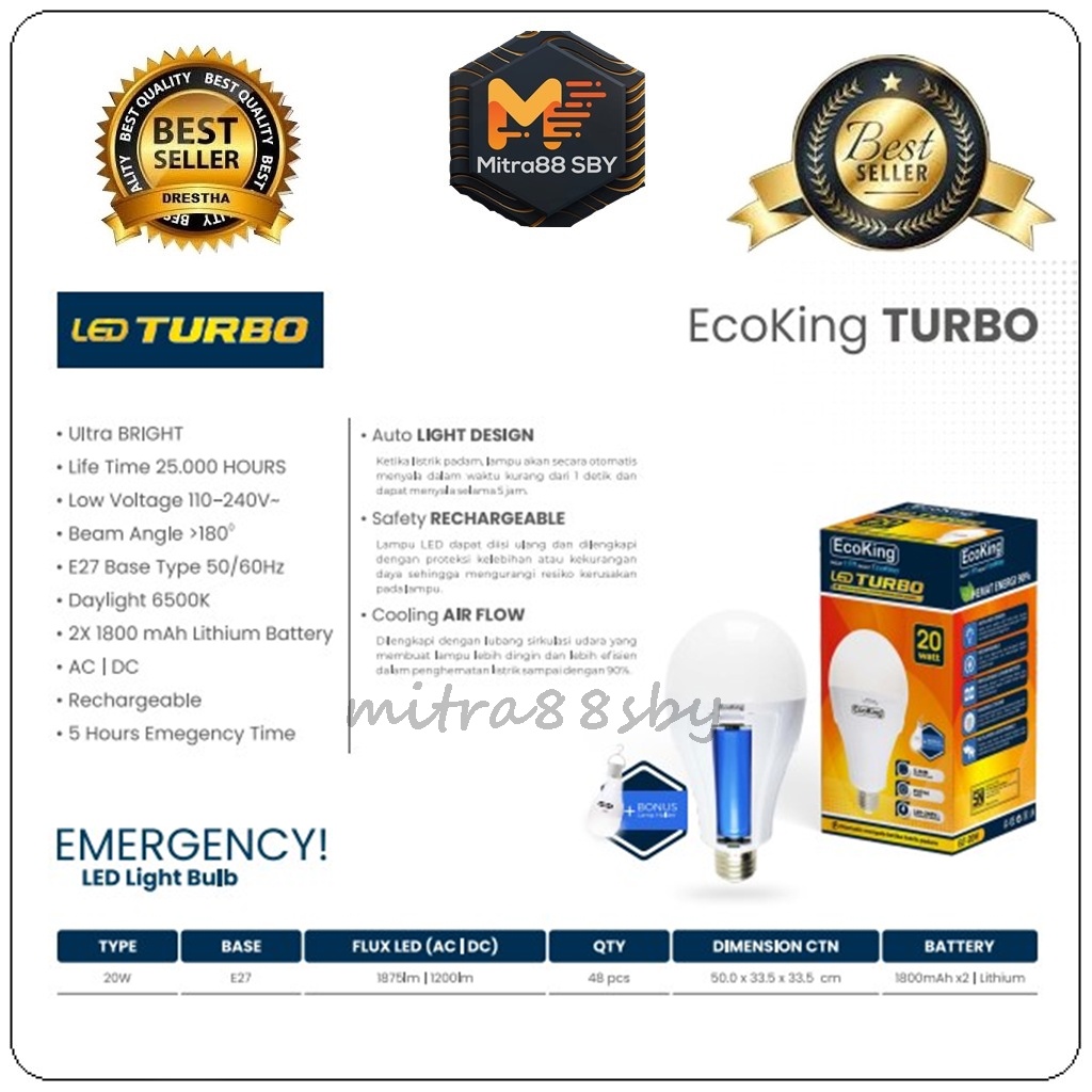 Mitra88sby Bohlam Led Lampu Emergency Lampu Magic 20W Sentuh