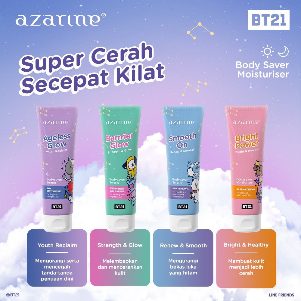 ⭐BAGUS⭐ AZARINE Bodysaver Moisturizer Serum x BT21 100ml | Moisturizer Serum